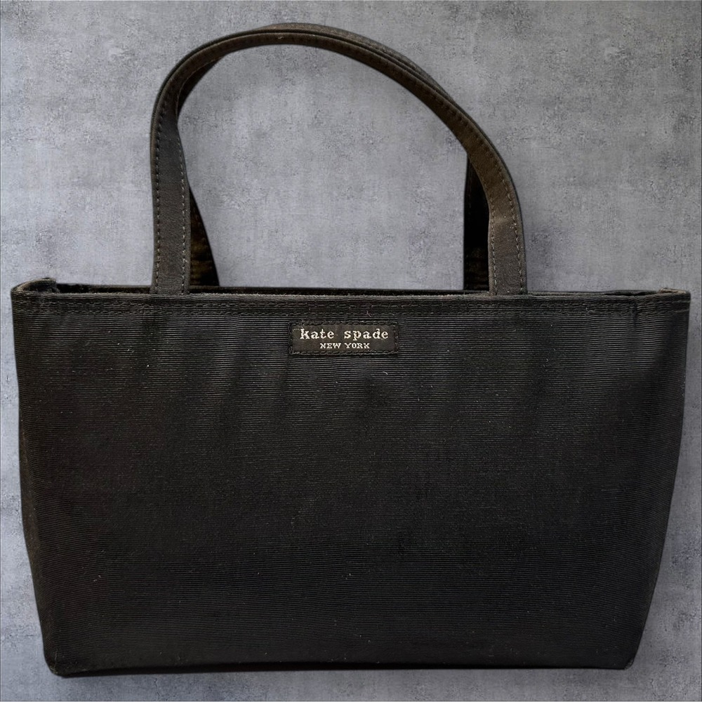 Kate Spade New York Black Canvas Tote Bag Small Classic Everyday Purse